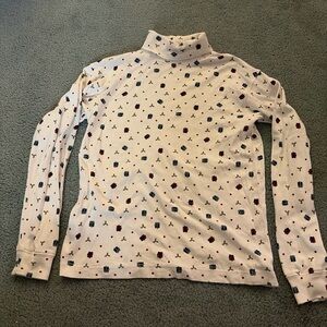 Patterned Turtleneck Long Sleeve Shirt